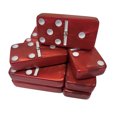 thumbnail image 2 of Marion & Co. Domino Double Six Red Marbleized Tiles Jumbo Tournament Size with Spinners in Elegant Black Velvet Case, 2 of 4