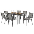 thumbnail image 1 of Outsunny 7 Piece Outdoor Dining Set w/ 6 Stackable Chairs & Rectangle Table, 1 of 10