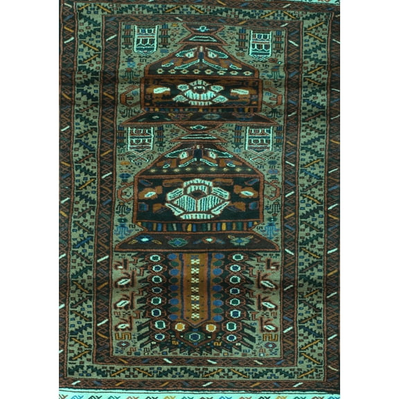 Ahgly Company Indoor Rectangle Persian Turquoise Blue Traditional Area Rugs, 5' x 7'