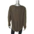 thumbnail image 2 of Elan Womens Zip Back Knit Sweater, Green, Medium, 2 of 2
