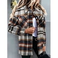 thumbnail image 3 of Women's Long Sleeve with Pockets, Soft & Breathable Grey L Autumn/Winter Plaid Shirt Jacket, 3 of 6