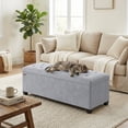 thumbnail image 3 of LEDREM 43-Inch Velvet Storage Ottoman Bench with Removable Cover, 660LB Capacity Multi-Functional Footrest for Living Room & Bedroom, Dove Gray, 3 of 9