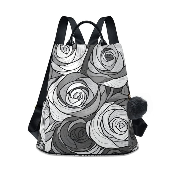 FORMRS Women's Travel Backpack Purse Anti-Theft Hidden Pockets Casual Shoulder Bag, Black Roses