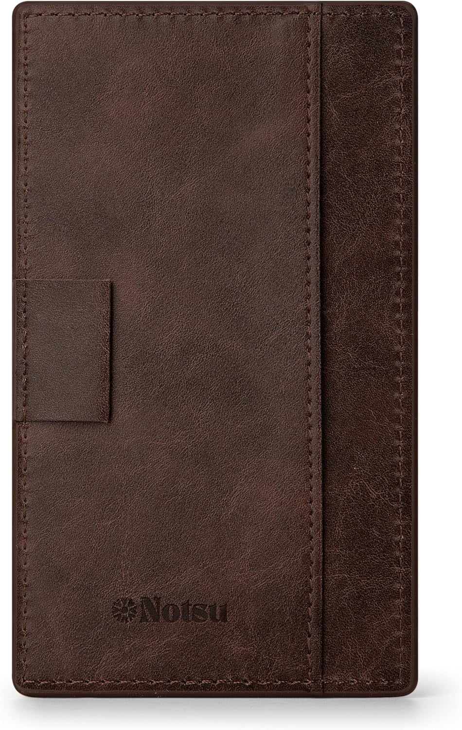 Notsu Note Card Holder | Minimalist 3x5 Inch Index Card Holder Handheld Case in Premium Dark Brown Vegan Leather with 25 To Do List Notecards