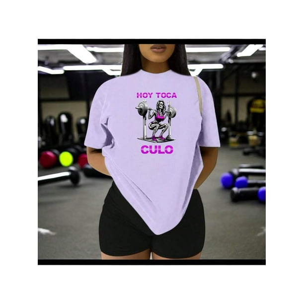 Playera Divertida Para Gimnasio Hoy Toca C*** Playera Para hacer Ejercicio Color Lila Talla Mediana Marca Emil SaEs