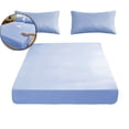 thumbnail image 2 of Fitted Sheet - 79 x 71 Inches Deep Pocket Bed Cover - All-Around Elastic Mattress Protector - Soft Wrinkle Resistant Microfiber Bottom Sheet(Fitted Sheet+1 pair of pillowcases), 2 of 6