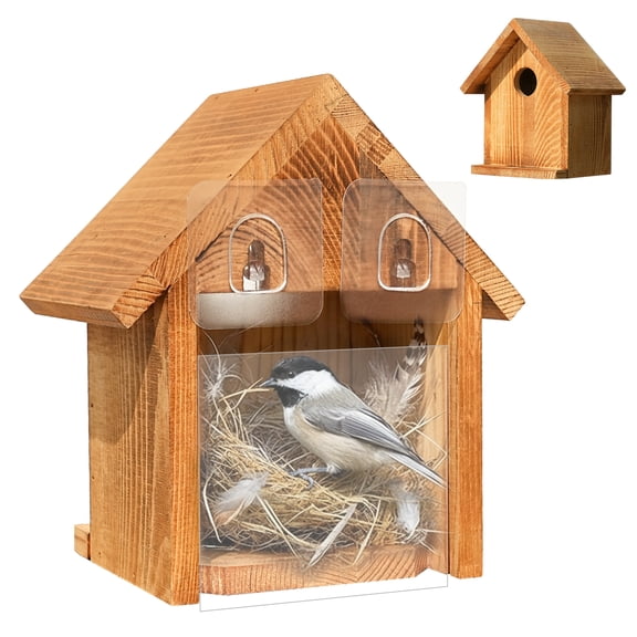 Waterproof Wooden Blue Bird House, Weather Treated Bluebird Box Houses for Outdoors, Nesting Box for Wrens, Swallows, Finches, Chickadee