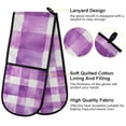 thumbnail image 2 of Yayeee Double Oven Mitt Kitchen Heat Resistant Baking 35" x7" Quilted Glove, Purple and White Pattern, 2 of 6
