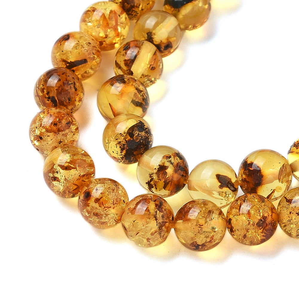 Natural Amber Beads Strands Round 6mm Hole: 1mm about 63pcs/strand 14.88''(37.8cm)