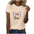 thumbnail image 2 of EchfiProm Womens Valentine T shirts Short Sleeve Graphic Tee Bow Print Casual Valentine Day Shirts for Women, 2 of 5