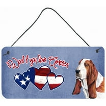 Carolines Treasures SC9957DS612 Woof if you love America Basset Hound Wall or Door Hanging Prints 6HX12W multicolor