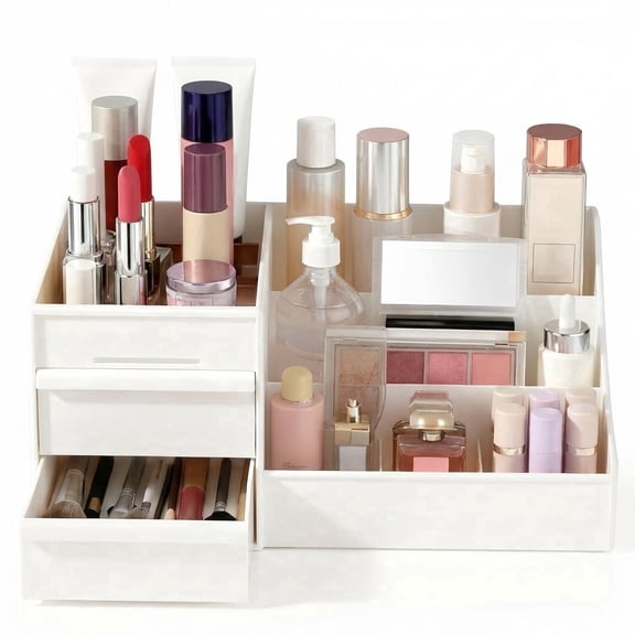 1 Pack Makeup Organizer with Drawers, Large Capacity Cosmetic Storage for Vanity, Dresser, or Bathroom Countertop, Organizer for Skincare, Lipstick, Palettes & Accessories