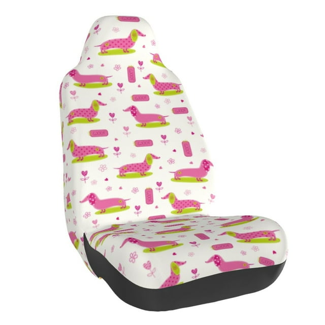 Wukai Dachshund Dog Puppy Full Set Car Seat Covers with Soft Padding Universal Auto Front Seats Protector and Cushion Mat