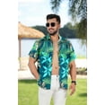 thumbnail image 3 of LA LEELA Men's Hawaiian Shirts Short Sleeve Button Down Shirt Men's Party Shirts Casual Holiday Summer Tropical Island Shirts for Men Funny M Tropical Leaves, Blue, 3 of 5