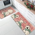 thumbnail image 2 of Hello Winter Snowman Kitchen Rugs Set of 2, Snowflakes Stars Kitchen Mats Decor, Pink Christmas Holiday Party Floor Door Mat Home Decorations -17x29 and 17x47 Inch, 2 of 6