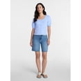 thumbnail image 3 of Time and Tru Women's Pointelle Top with Short Sleeves, Sizes XS-XXXL, 3 of 6