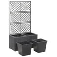 thumbnail image 4 of vidaXL Planter Flower Box Trellis Patio Raised Bed with Rattan Look Solid Wood, 4 of 6