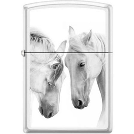 Zippo Lighter - Horses white matte