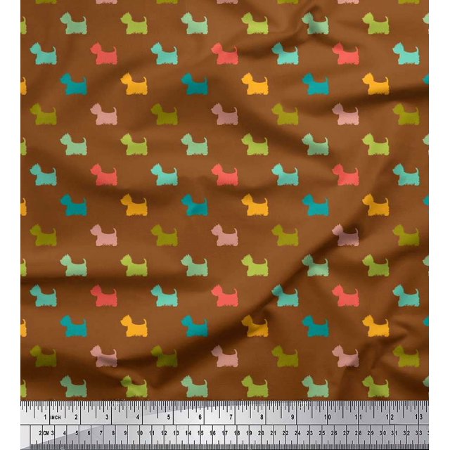 Soimoi Moss Georgette Fabric Havanese Dog Print Sewing Fabric Yard 42 Inch Wide