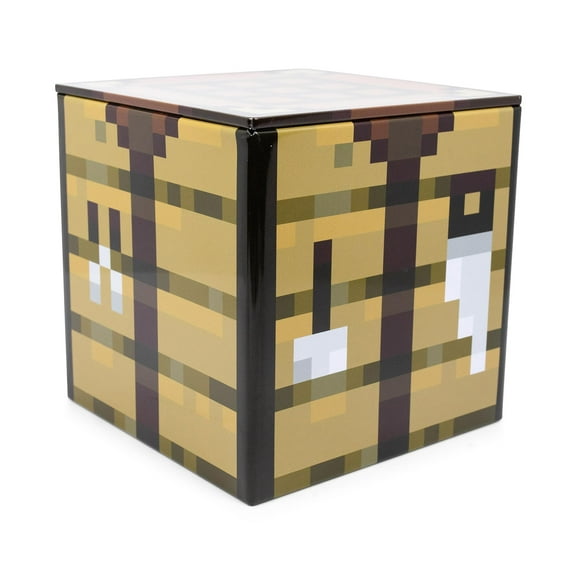 Minecraft Crafting Table 4-Inch Tin Storage Box Cube Organizer with Lid