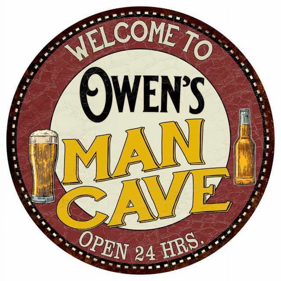 Owen's Man Cave 12" Round Metal Sign Kitchen Bar Wall Décor 200120035101