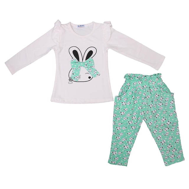 Los Nuevos Bebés Del Otoño Ropa De Algodón Y Pantalones Casuales Conjuntos 90 De Color Verde Claro Sunnimix Conjuntos de bebé otoño