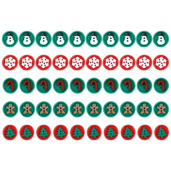 50PCS Xmas Decorative Buttons Flat Bottom Resin Buttons for DIY Sewing Crafting
