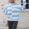thumbnail image 5 of MIUOWANP Cropped Sweaters for Women Trendy Women's Clothing Design Striped Sweater Women's Loose And Winter Long-sleeved European And Knitted Sweaters New Light Blue M, 5 of 5