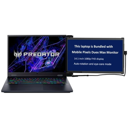 Acer Predator Helios 18 Gaming/Entertainment Laptop (Intel i9-14900HX 24-Core, 18in 250 Hz Wide QXGA (2560x1600), GeForce RTX 4090, 32GB DDR5 5600MHz RAM, Win 11 Pro) with Duex Max DS Monitor