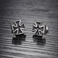 thumbnail image 3 of Nuevos 2 piezas de pendientes de cruz simple de caballeros templarios para hombre, pendientes de acero inoxidable con crucifijo, joyería para hombre, regalos, negro 1, 3 of 5