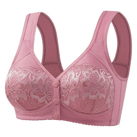 HYSYSB Sports Bras for Women balconette Bras bras No Underwire Full Support seamless Bra thin of Mother Bra Cup Front Buckle Ring Breast Underwear Breathable comfortable Sports Bras Pink 36
