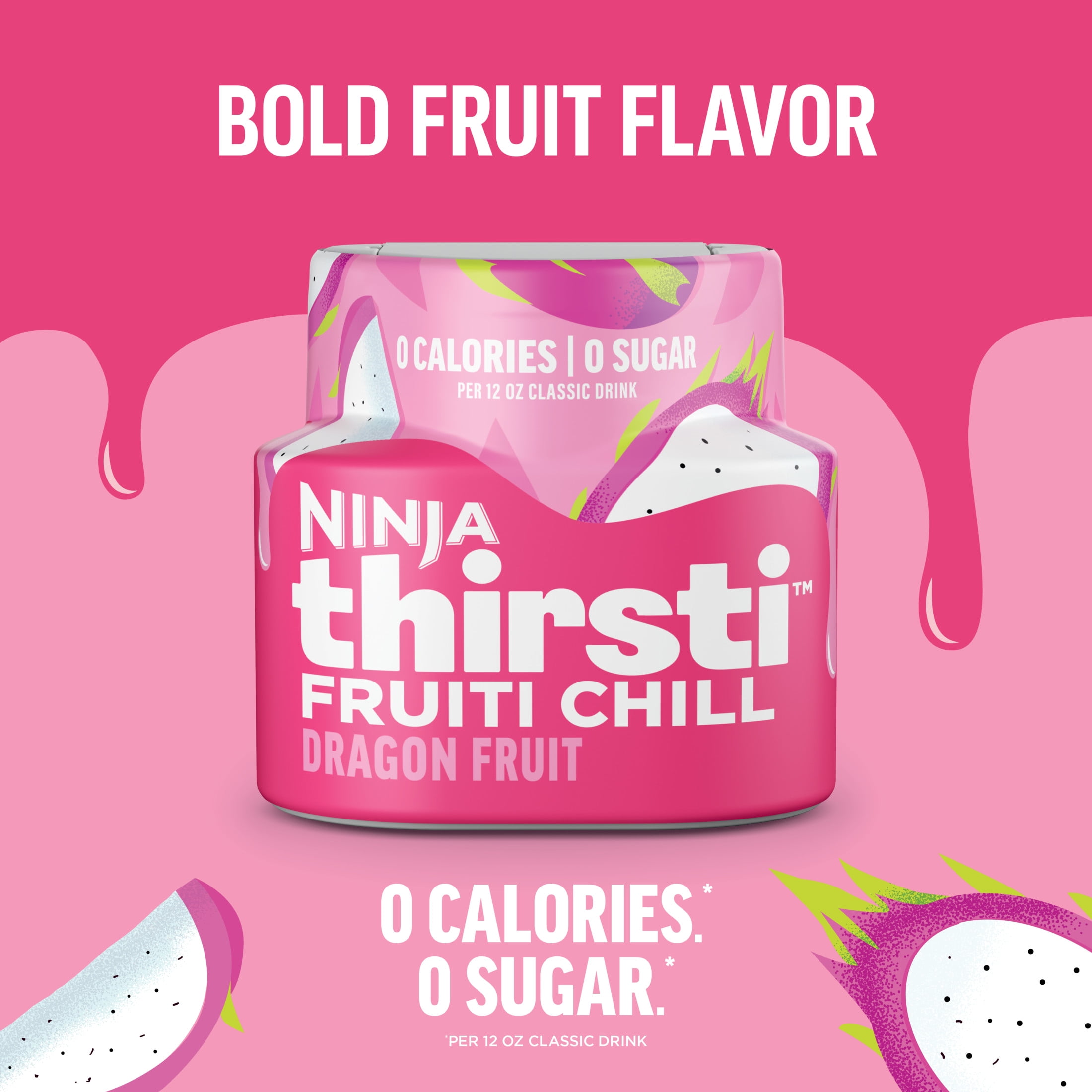 (3 pack) Ninja Thirsti FRUITI CHILL Dragon Fruit Flavored Liquid Water Drops, 1 Flavor Pod, WCFDGFT61