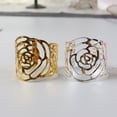 thumbnail image 3 of 4 servilleteros plateados con forma de rosa hueca, hebillas de hierro, elegantes servilleteros para mesa de comedor o fiesta, 3 of 7