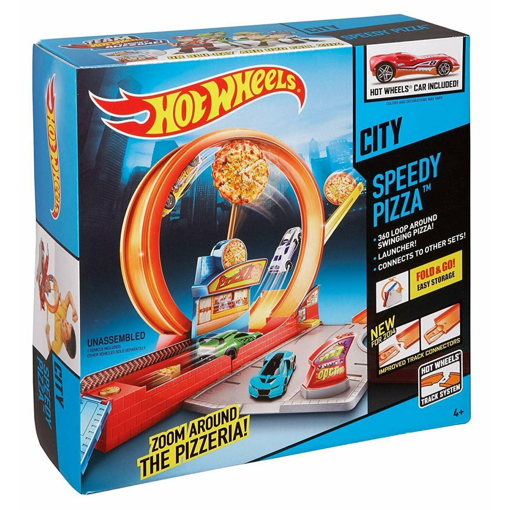 hot wheels pizza city track set