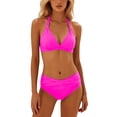 thumbnail image 2 of Bikini Sets for Women Halter Push Up Triangle Bikini Top with High Waisted Swim Bottom Two Piece Swimsuit Bathing Suit, 2 of 6