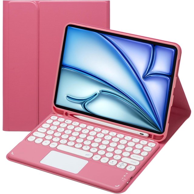 Funda con teclado táctil para iPad Air de 11 pulgadas M3 (2025) / M2 (2024), iPad Air de 5.a (2022) / 4.a generación (2020) de 10,9 pulgadas con portalápices - Teclado Bluetooth táctil magnéticamente
