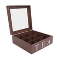 thumbnail image 1 of Wooden Tea Box Organizer with Clear Acrylic Top Window 9 Compartments Tea Bag Holder Multi Functional Storage Box for Kitchen Office Home, 1 of 7