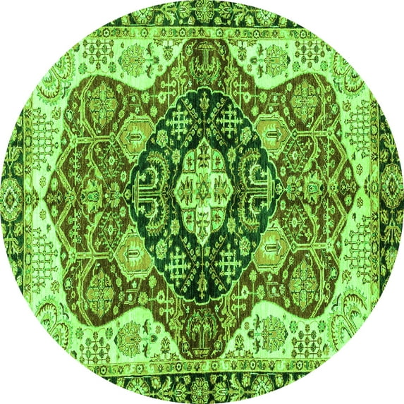 Ahgly Company Indoor Round Persian Green Traditional Area Rugs, 7' Round