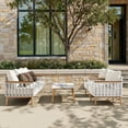 thumbnail image 6 of Jennifer Taylor Home Calarono 4pc Upholstered Teak & Aluminium Patio Conversation Set Sand Dune Chenille, 6 of 8