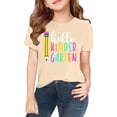 thumbnail image 4 of XUELUO Boys Shirts & Tops Kids Summer Back To School Letter Print Round Neck Short Sleeve Elastic Casual Comfortable Tops T Shirts Holiday Wear,Beige,7-8 Years, 4 of 8