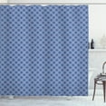 thumbnail image 1 of Geometric Shower Curtain, Damask Pattern Inspired Oriental Style Ornamental Ceramic Tile Motifs, Fabric Bathroom Set with Hooks, 69W X 70L Inches, White and Navy Blue, by Ambesonne, 1 of 3