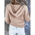 thumbnail image 2 of SHIBEVER Women Sweatshirt Fall Long Sleeve Hoodies Casual Loose Fit Fashion Hooded Top Soild Color Pullover with Pocket Size XL, 2 of 5