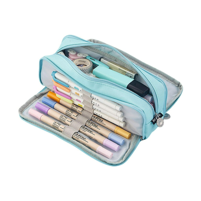 1pc Solid Color Pencil Case, Blue Small Pencil Bag For Students