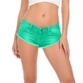 thumbnail image 3 of VBVC Women's Low Waisted Cheeky Denim Shorts , Casual Summer Jean Hot Shorts For Women , Ladies' Frayed Hem Rivet Shorts with Pockets,Green,S-L, 3 of 4