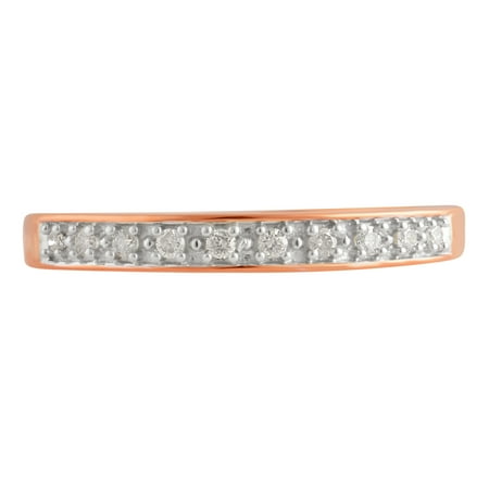 1/10 Carat T.W Diamond Rose Tone Sterling Silver Wedding Band.