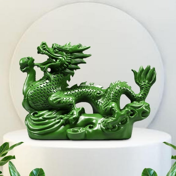 Menolana Wood Carved Chinese Dragon Statue Fengshui Ornament Spring Festival Car Dashboard Sculpture for Desktop Decor Multifunctional D