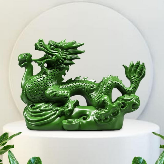 Estatua de dragón chino tallada en madera Macarena Escultura del dragón chino adorno Fengshui Decoración de estante de pared Estilo D