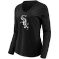 thumbnail image 2 of Women's Fanatics Black Chicago White Sox Core Team Long Sleeve V-Neck T-Shirt, 2 of 3