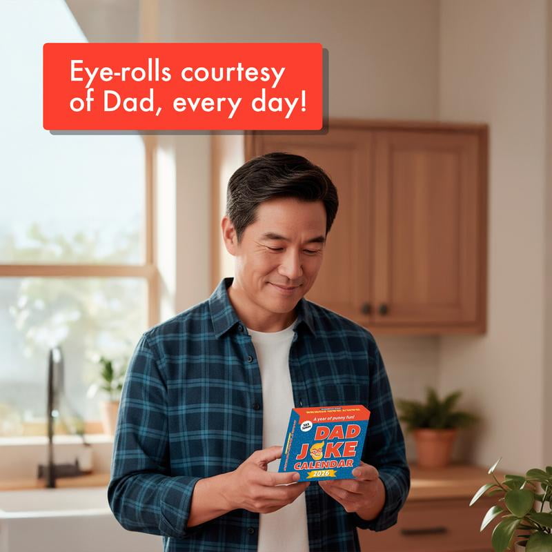 2026 Dad Joke Desktop Calendar - 365 Daily Jokes, Full-Color Tear-Off Pages, Easel Backer, Office Stationery Supplies, Fun Desk Calendar