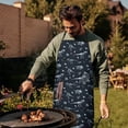 thumbnail image 4 of Black White Dinosaurs Fossils Pattern Apron-Garden Aprons for Women with Pockets-Cotton Linen Waterproof Kitchen Cooking Gardening Aprons Adjustable for Kitchen,Cooking,BBQ and Salon 33x27 Inch, 4 of 7